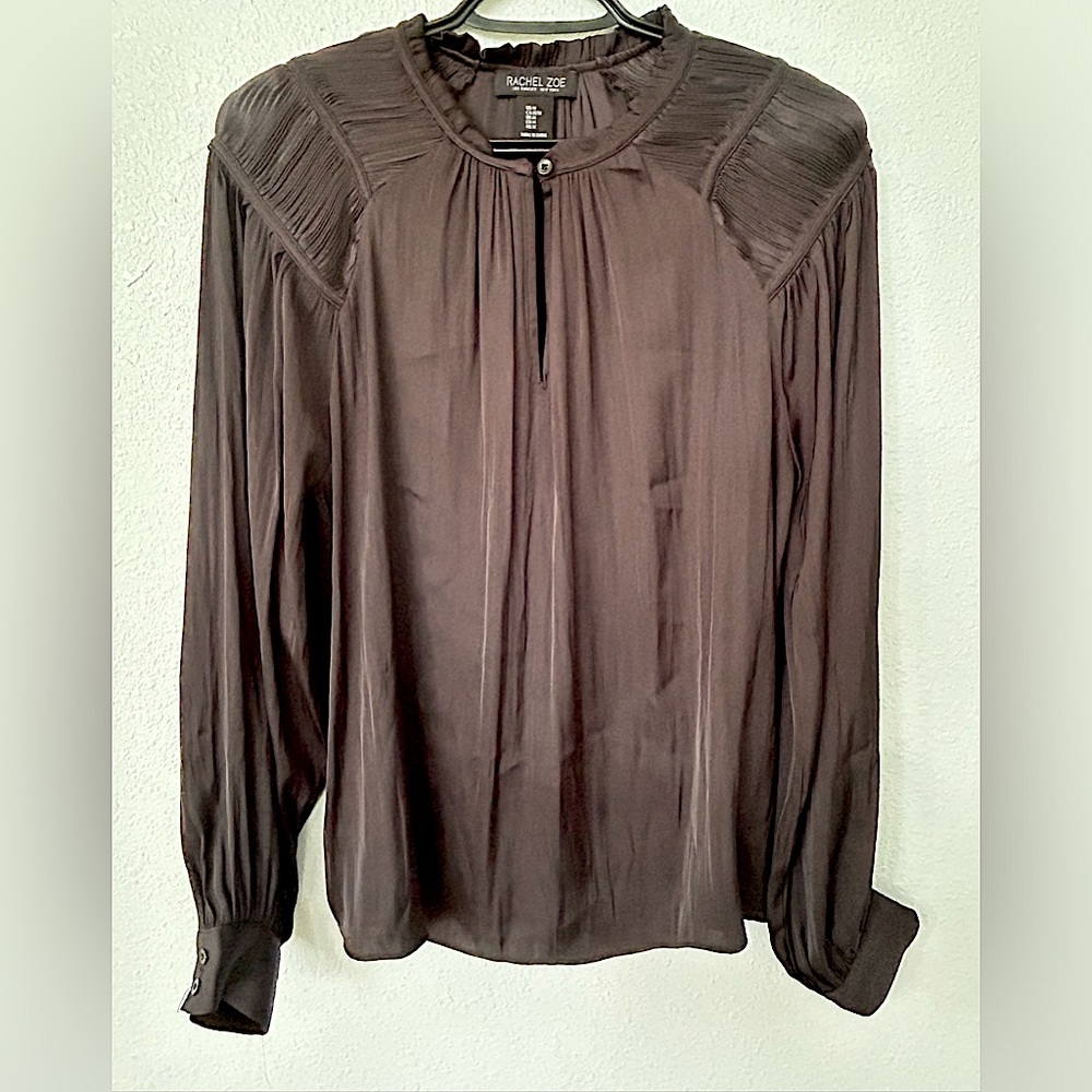 Rachel Zoe BLACK Long Sleeve Silk Blouse